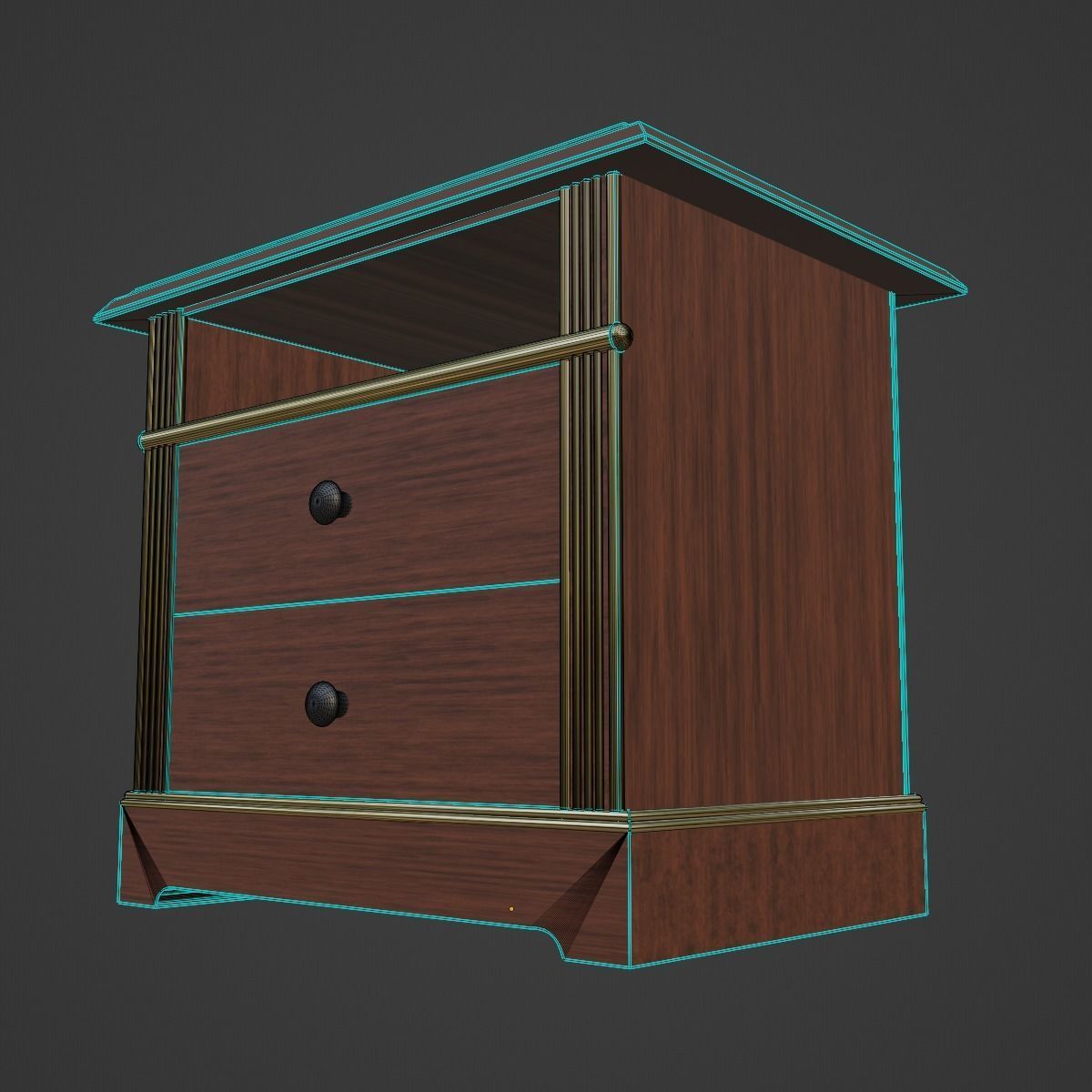 Bedside Table Low-poly 3D model_13