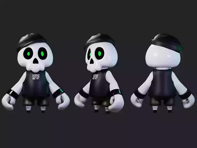 Character cartoon skeleton 3D model