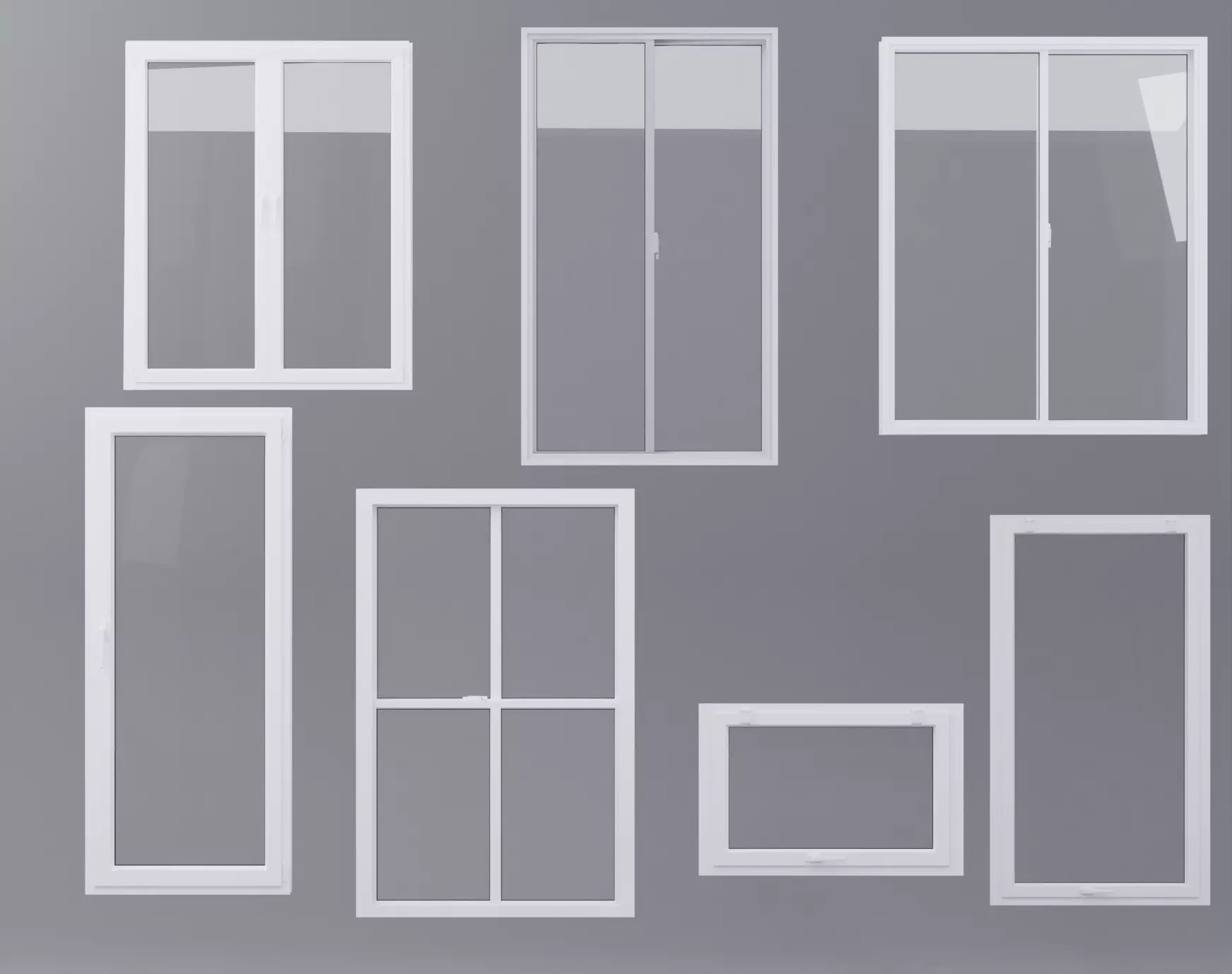 White pvc windows Low-poly 3D model_0