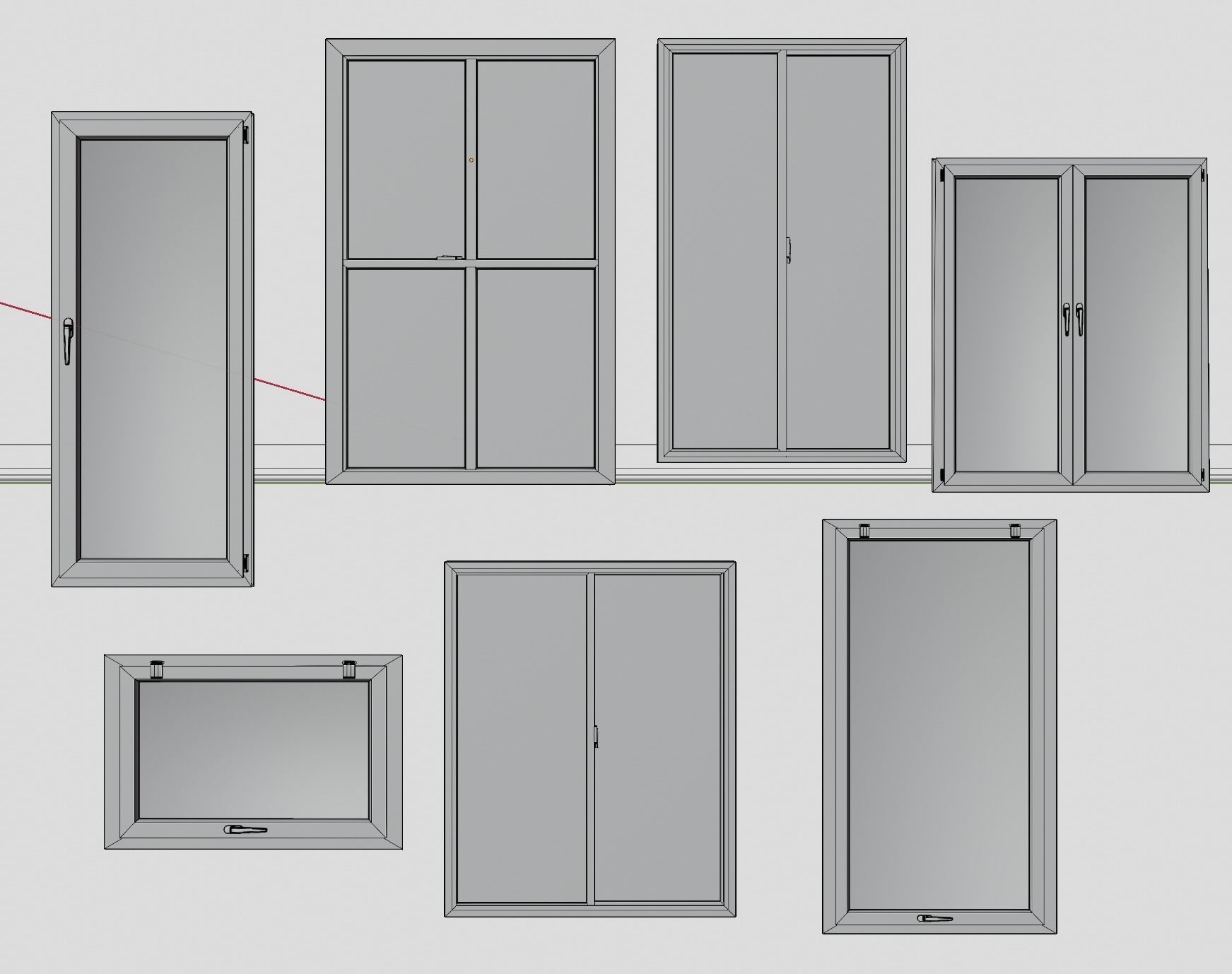 White pvc windows Low-poly 3D model_2