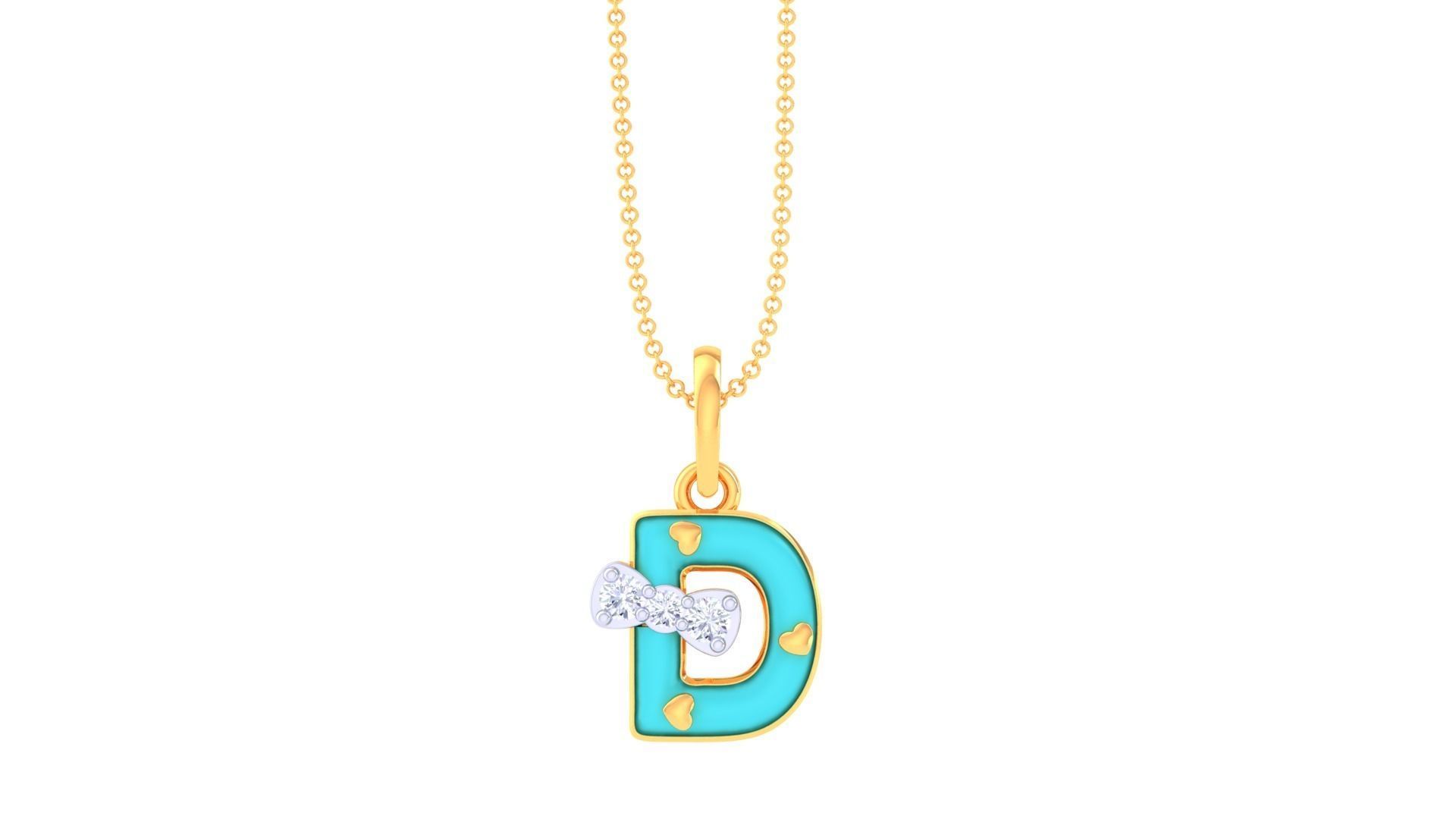 Kids Alphabet D Pendants 3dm STL OBJ FBX Renders Details 3D print model_2