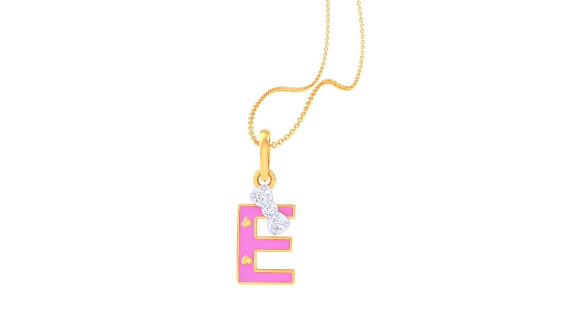 Kids Alphabet E Pendants 3dm STL OBJ FBX Renders Details 3D print model_1