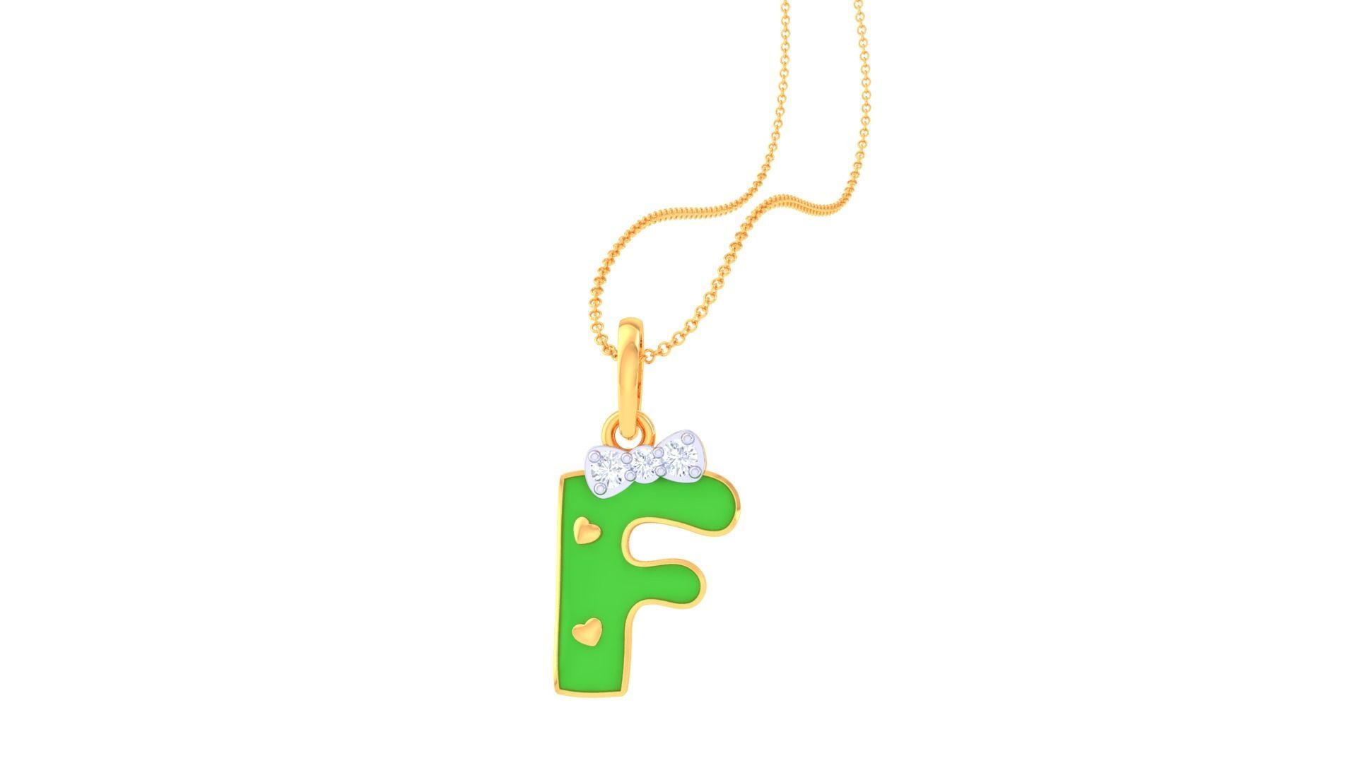 Kids Alphabet F Pendants 3dm STL OBJ FBX Renders Details 3D print model_1