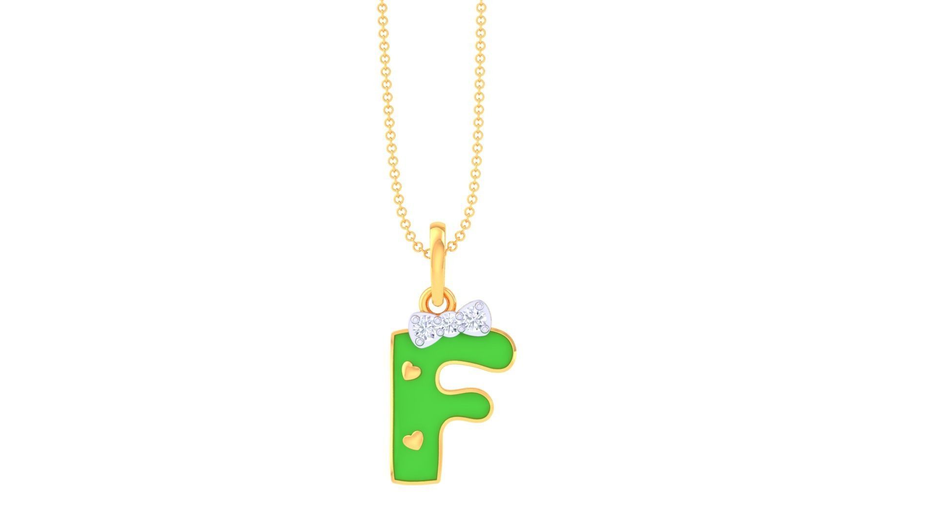 Kids Alphabet F Pendants 3dm STL OBJ FBX Renders Details 3D print model_2