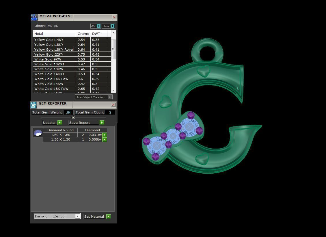 Kids Alphabet G Pendants 3dm STL OBJ FBX Renders Details 3D print model_4