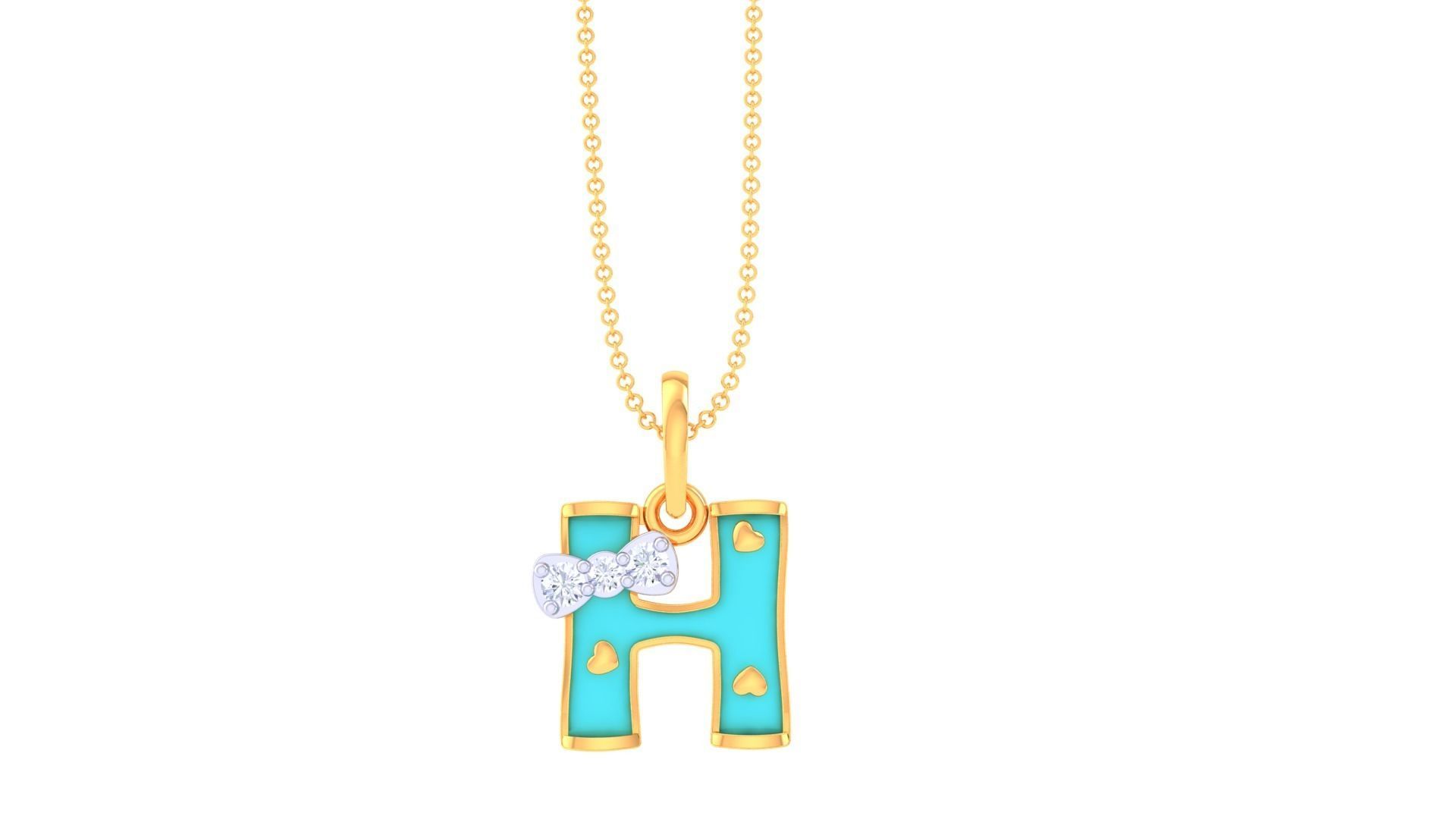 Kids Alphabet H Pendants 3dm STL OBJ FBX Renders Details 3D print model_2