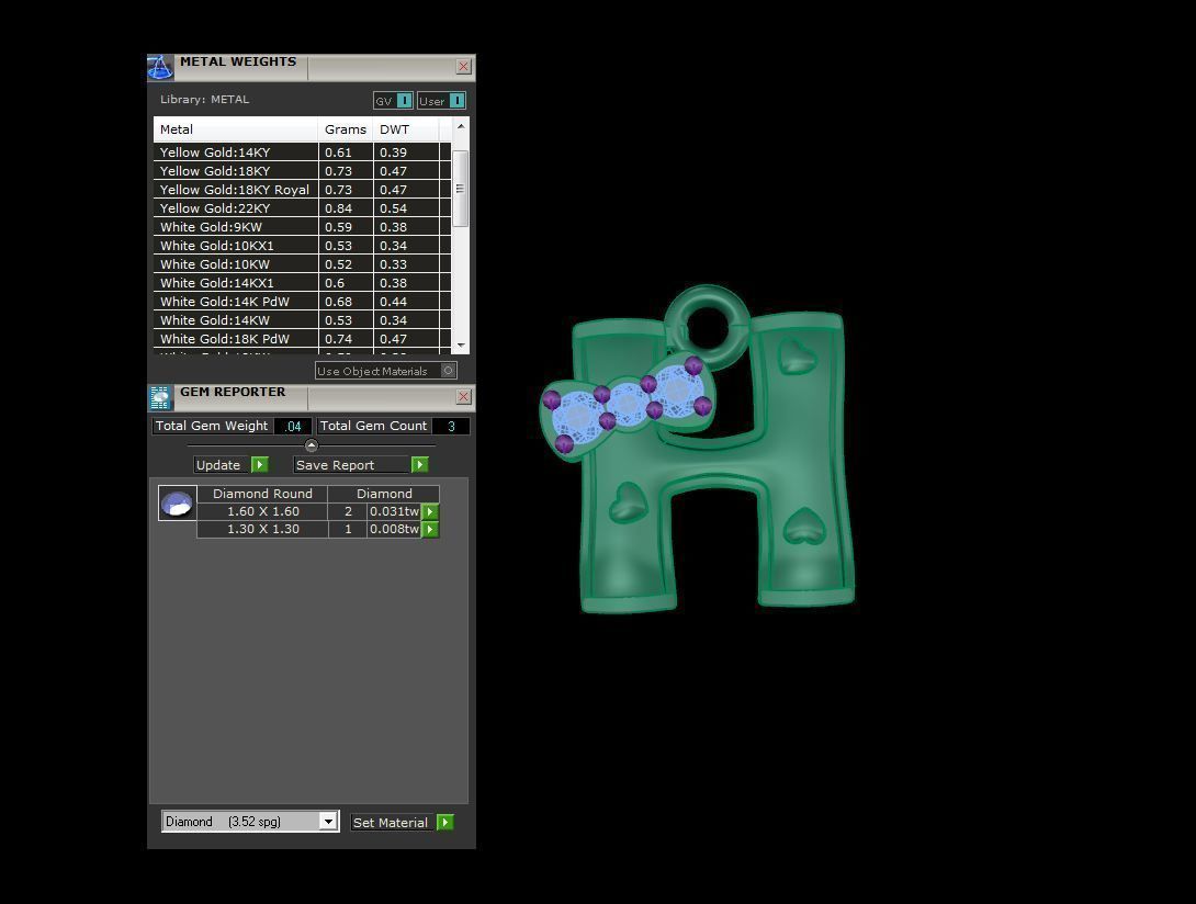 Kids Alphabet H Pendants 3dm STL OBJ FBX Renders Details 3D print model_4