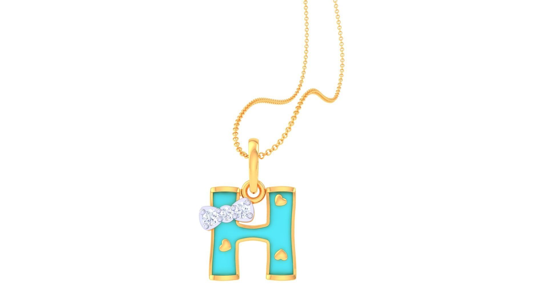 Kids Alphabet H Pendants 3dm STL OBJ FBX Renders Details 3D print model_1