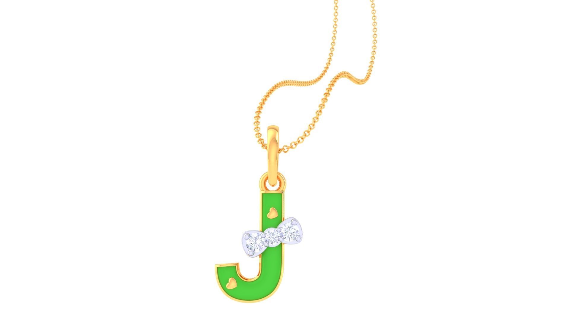 Kids Alphabet J Pendants 3dm STL OBJ FBX Renders Details 3D print model_1