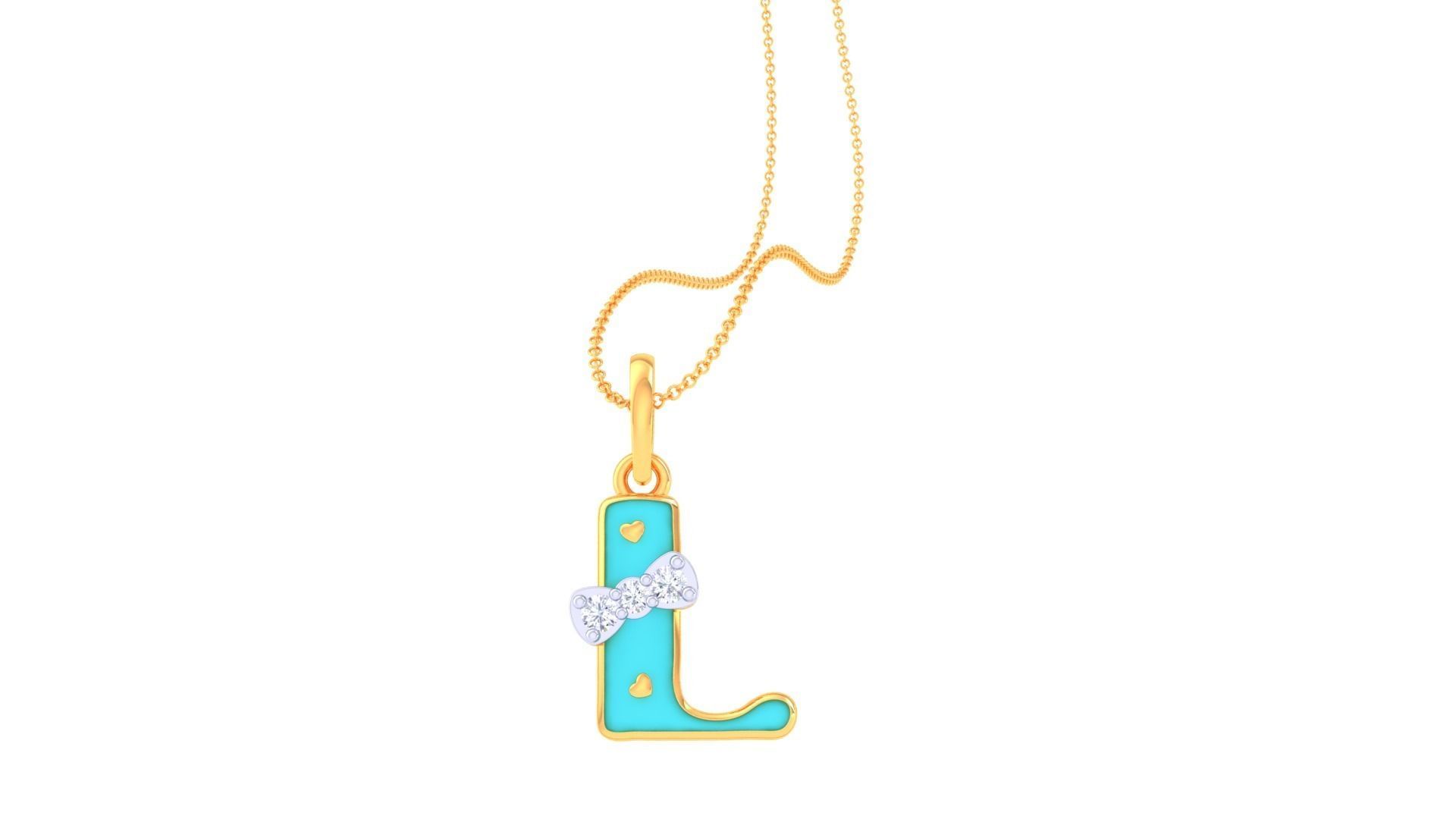 Kids Alphabet L Pendants 3dm STL OBJ FBX Renders Details 3D print model_1