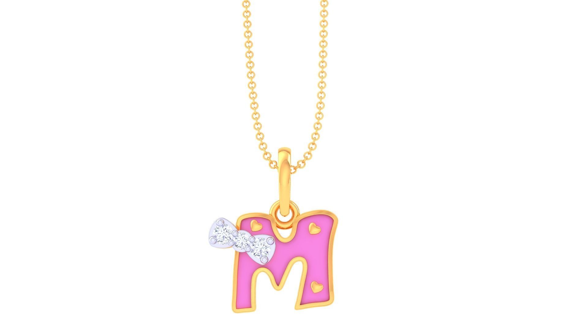 Kids Alphabet M Pendants 3dm STL OBJ FBX Renders Details 3D print model_2