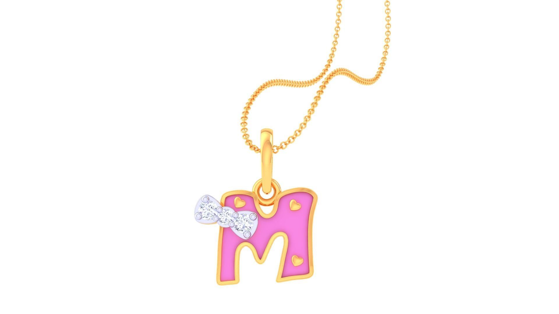 Kids Alphabet M Pendants 3dm STL OBJ FBX Renders Details 3D print model_1