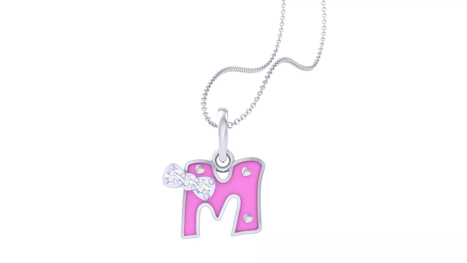 Kids Alphabet M Pendants 3dm STL OBJ FBX Renders Details 3D print model_0