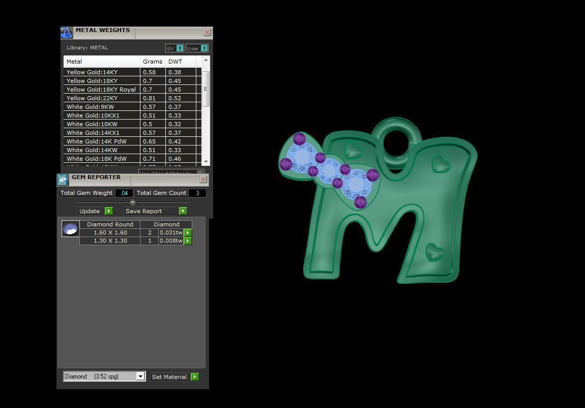 Kids Alphabet M Pendants 3dm STL OBJ FBX Renders Details 3D print model_4