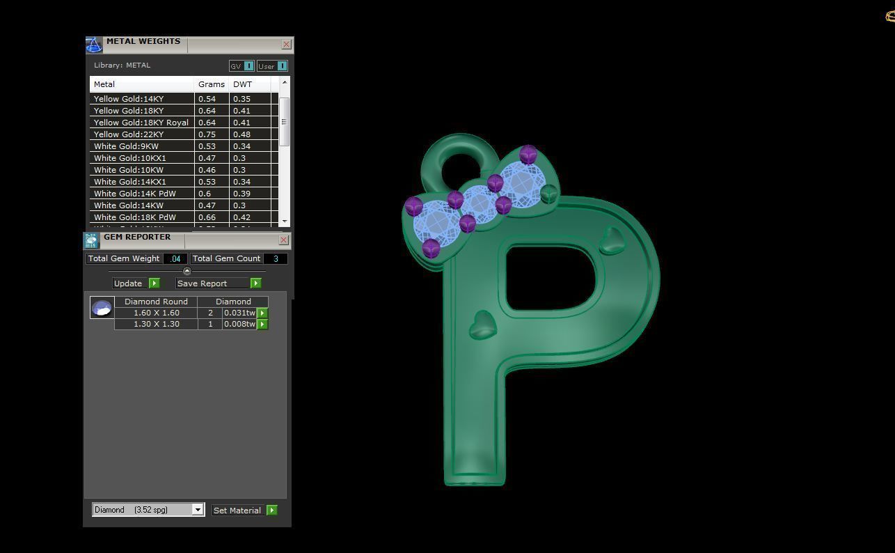 Kids Alphabet P Pendants 3dm STL OBJ FBX Renders Details 3D print model_4