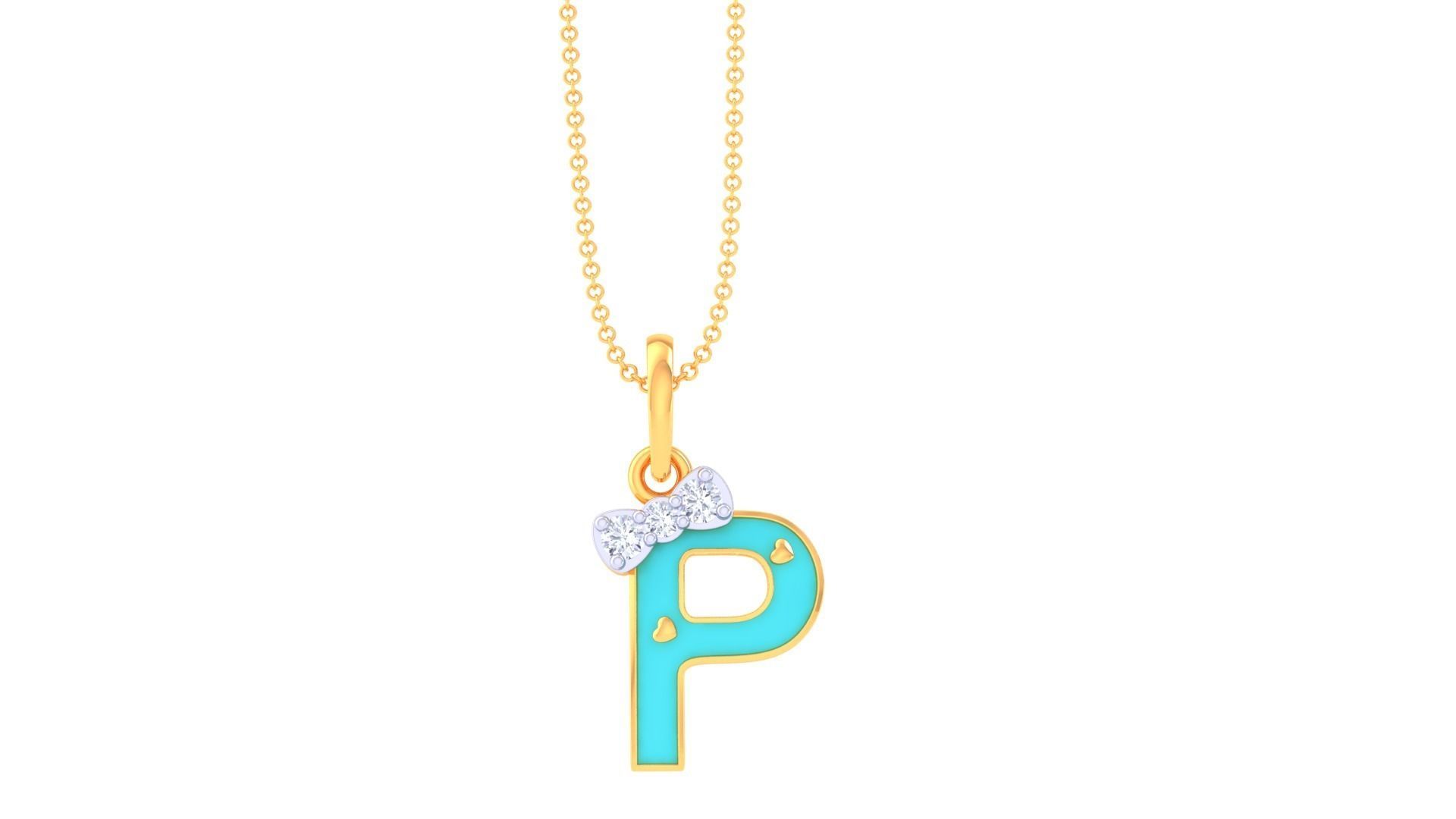 Kids Alphabet P Pendants 3dm STL OBJ FBX Renders Details 3D print model_1