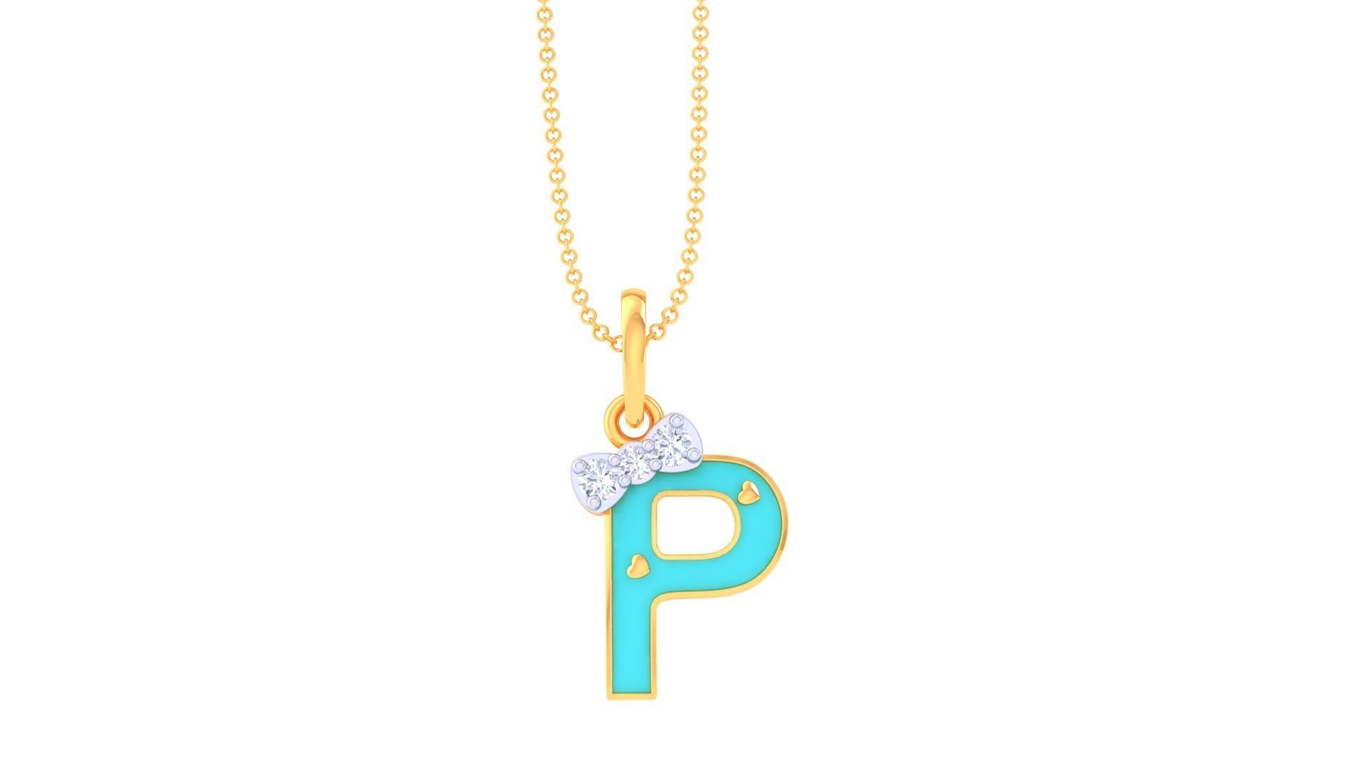 Kids Alphabet P Pendants 3dm STL OBJ FBX Renders Details 3D print model_2