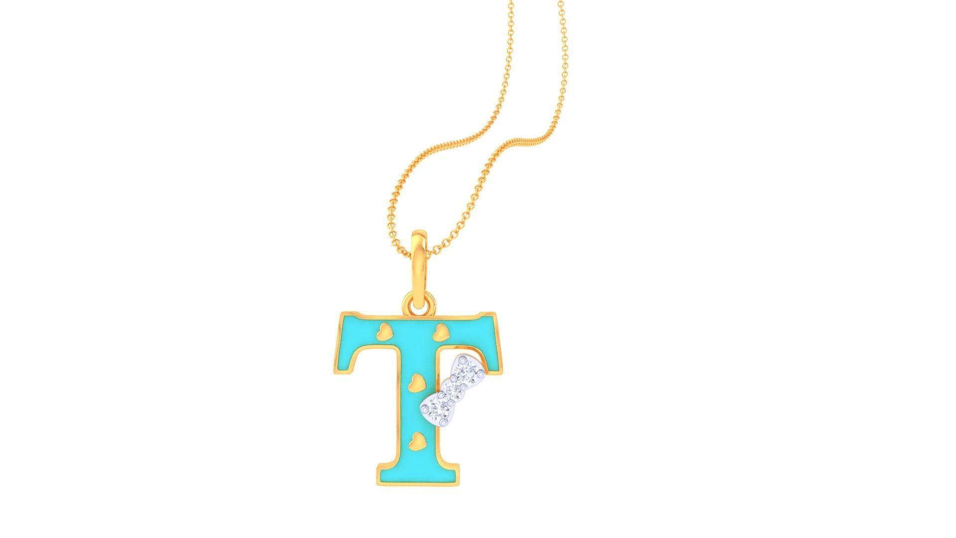 Kids Alphabet T Pendants 3dm STL OBJ FBX Renders Details 3D print model_1