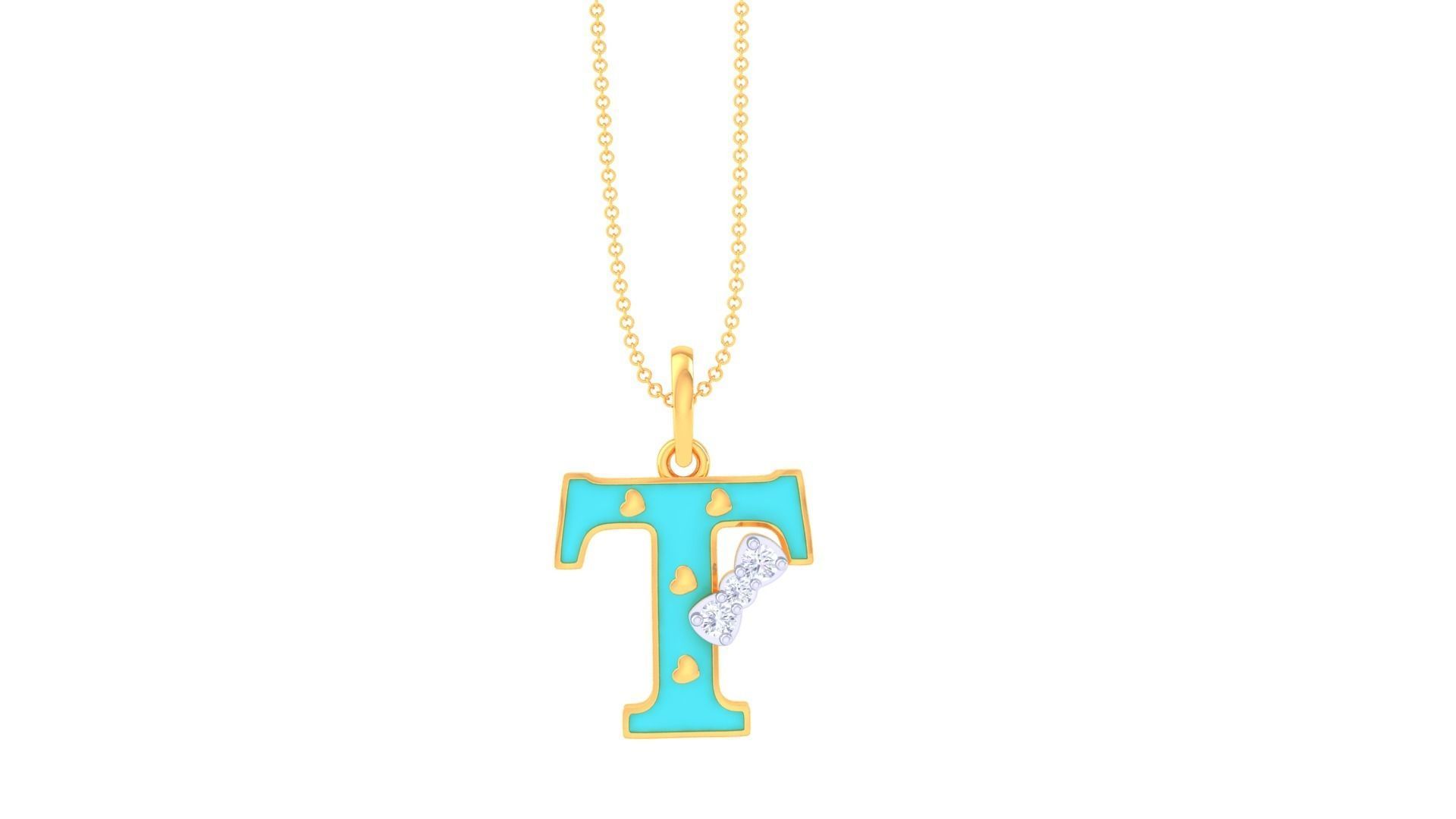 Kids Alphabet T Pendants 3dm STL OBJ FBX Renders Details 3D print model_2