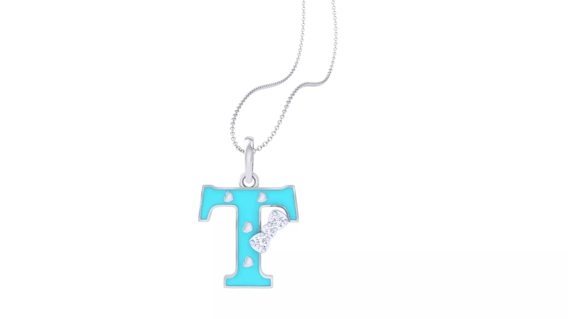 Kids Alphabet T Pendants 3dm STL OBJ FBX Renders Details 3D print model_0