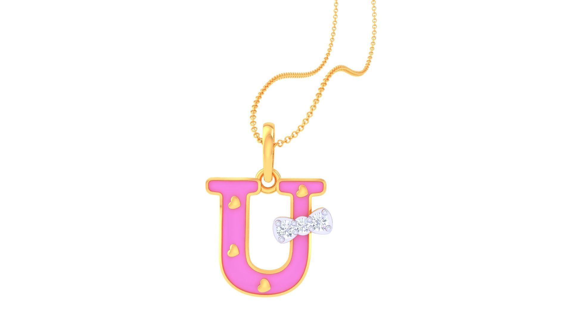 Kids Alphabet U Pendants 3dm STL OBJ FBX Renders Details 3D print model_1