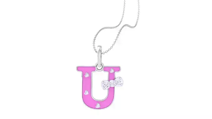 Kids Alphabet U Pendants 3dm STL OBJ FBX Renders Details 3D print model