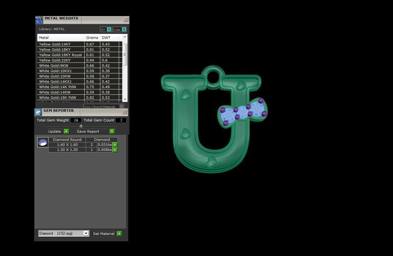 Kids Alphabet U Pendants 3dm STL OBJ FBX Renders Details 3D print model_4