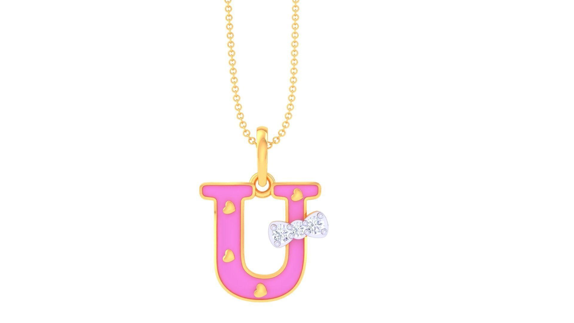 Kids Alphabet U Pendants 3dm STL OBJ FBX Renders Details 3D print model_2