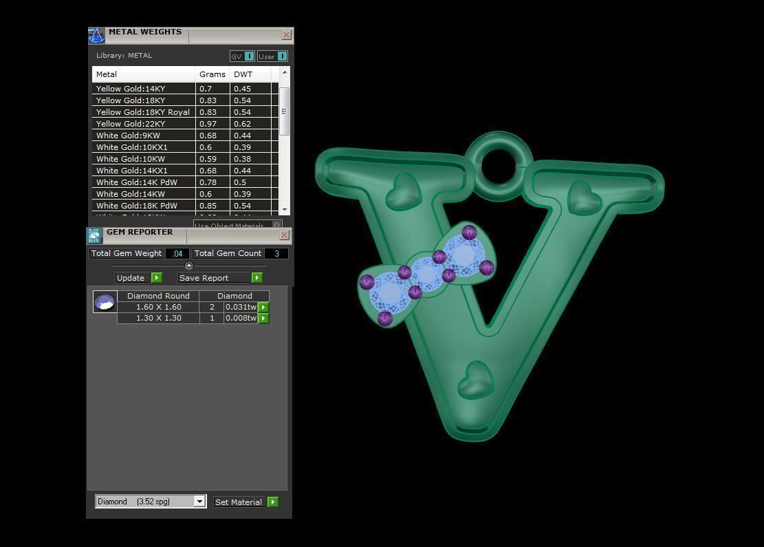 Kids Alphabet V Pendants 3dm STL OBJ FBX Renders Details 3D print model_4