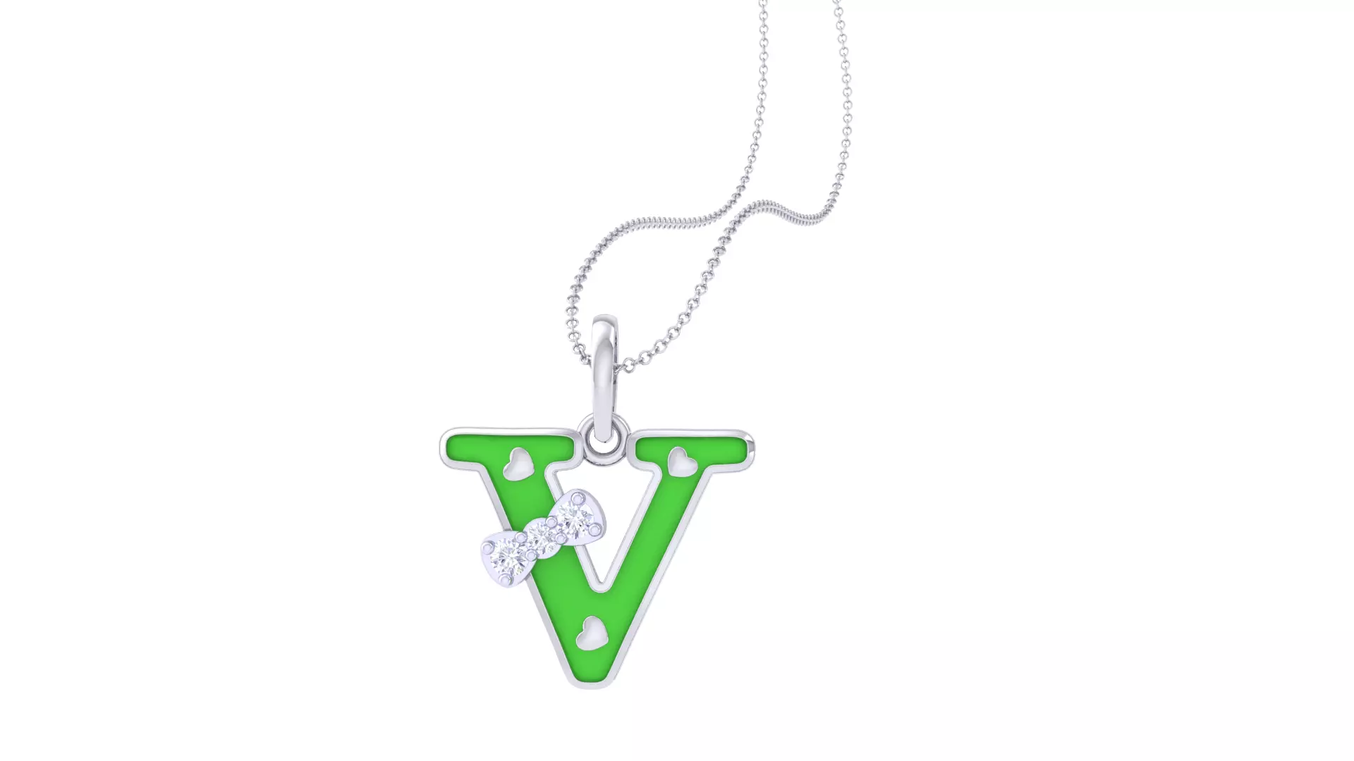 Kids Alphabet V Pendants 3dm STL OBJ FBX Renders Details 3D print model_0