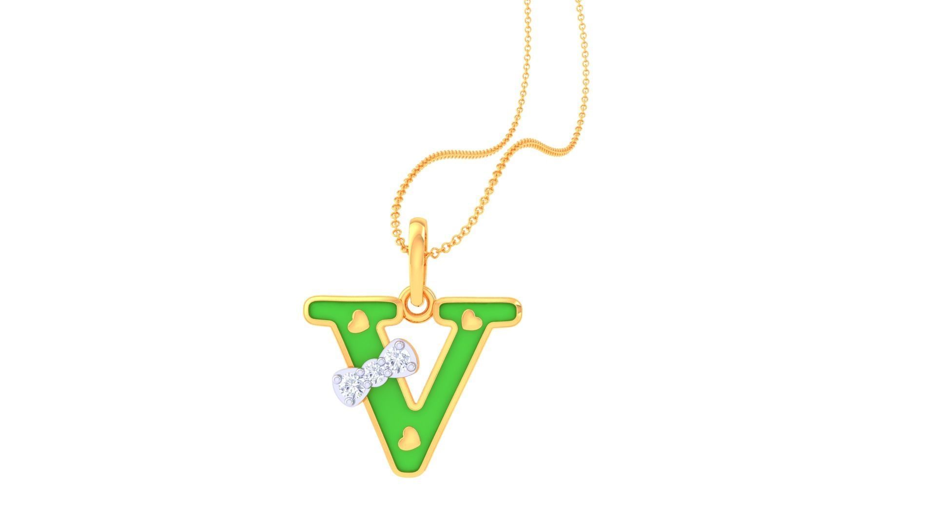 Kids Alphabet V Pendants 3dm STL OBJ FBX Renders Details 3D print model_1