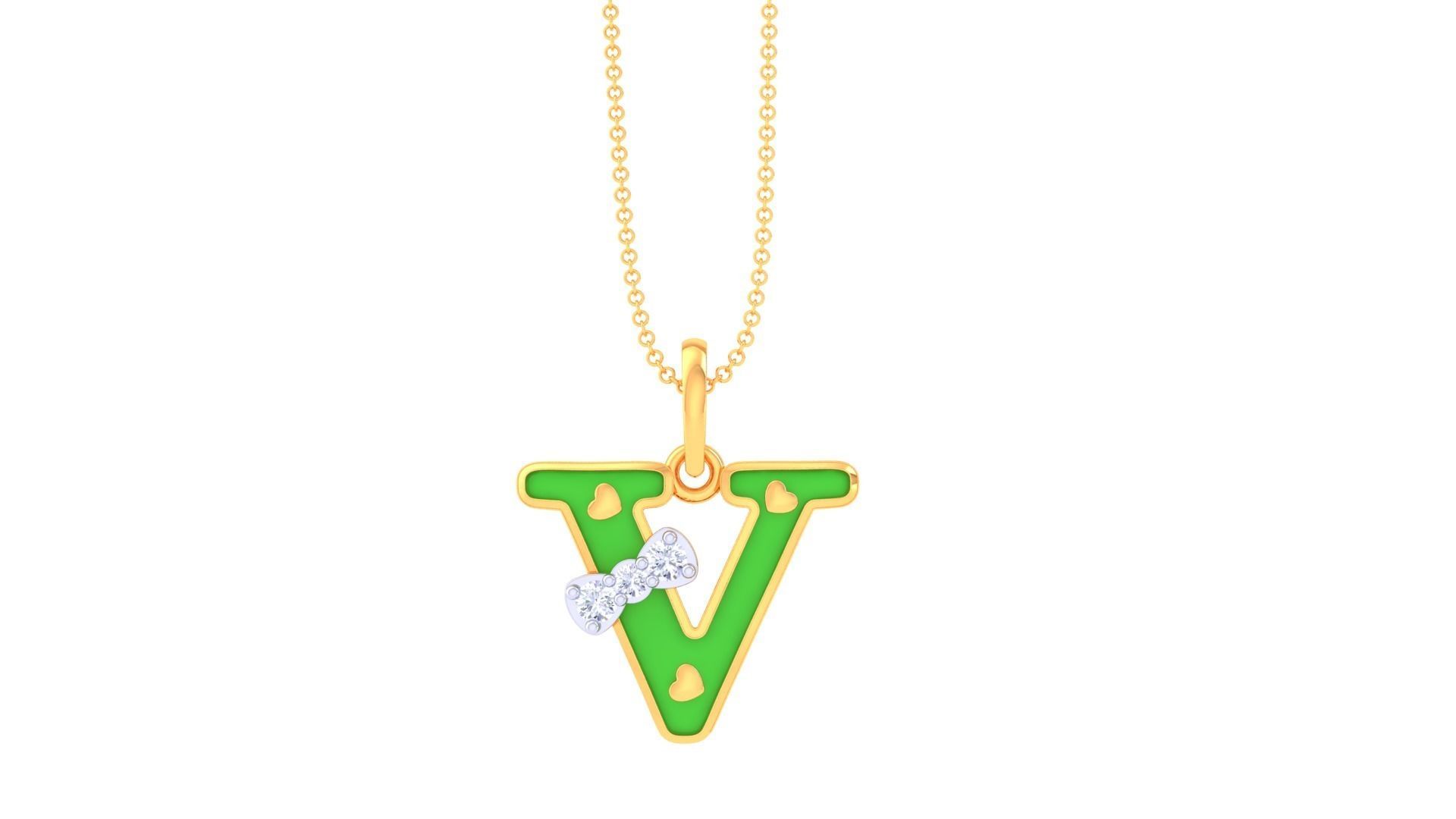 Kids Alphabet V Pendants 3dm STL OBJ FBX Renders Details 3D print model_2