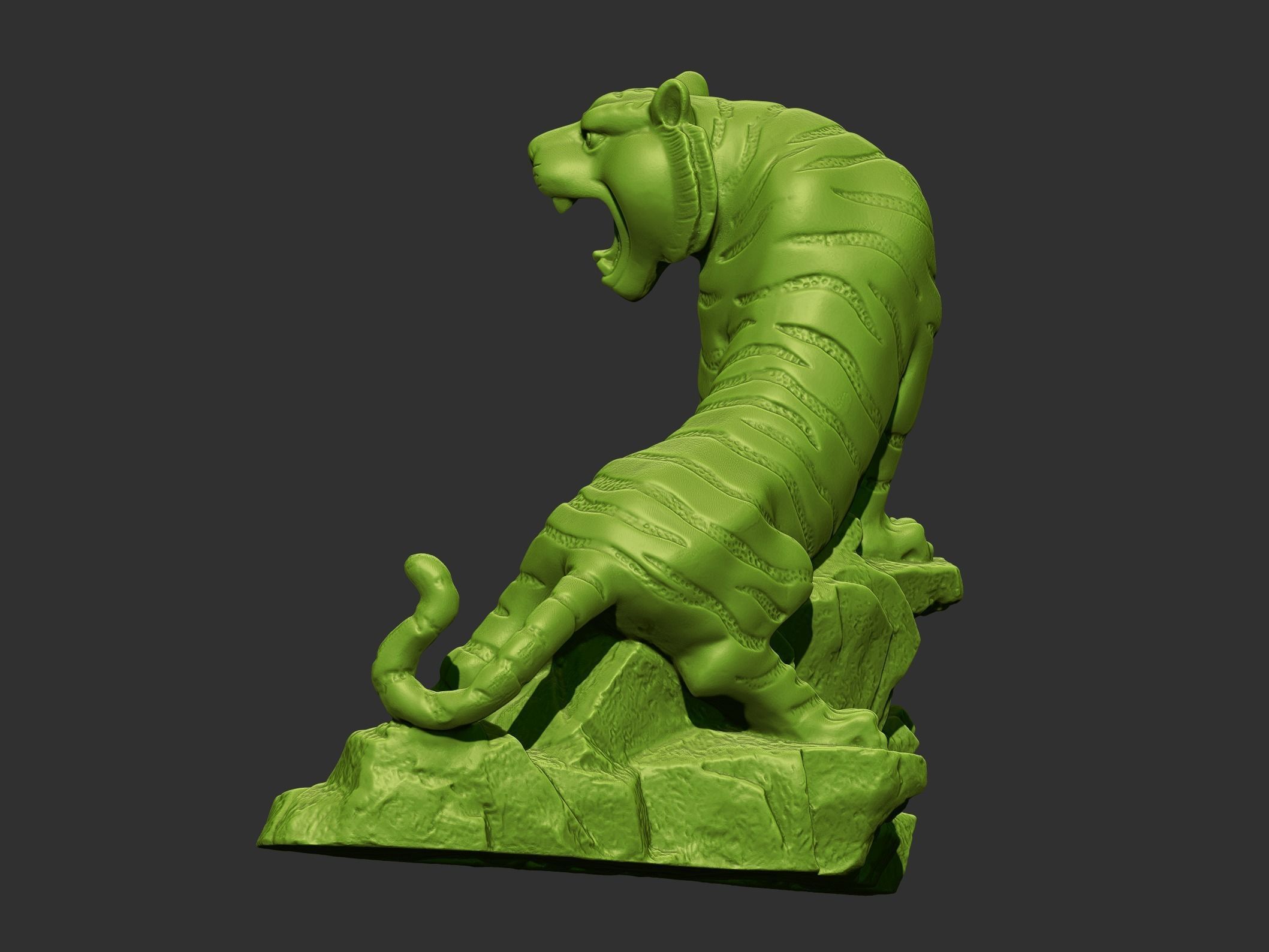 tiger golden statue of 3D print model_3