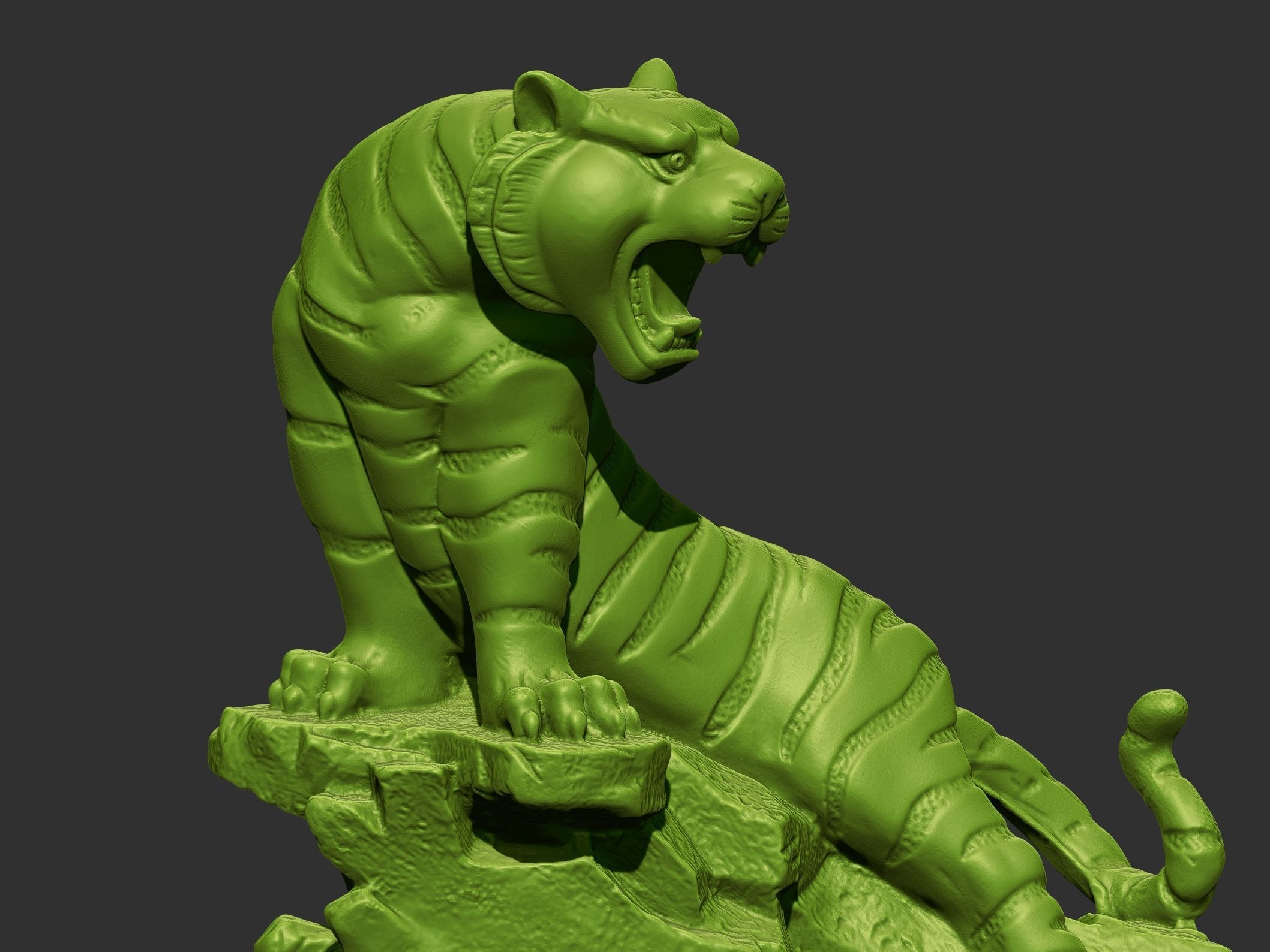 tiger golden statue of 3D print model_5