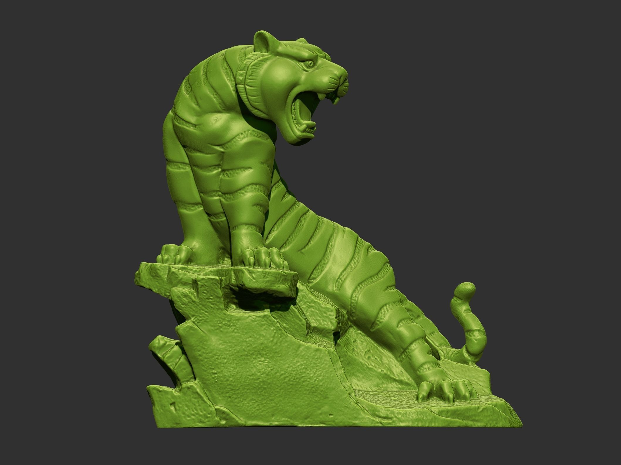 tiger golden statue of 3D print model_1