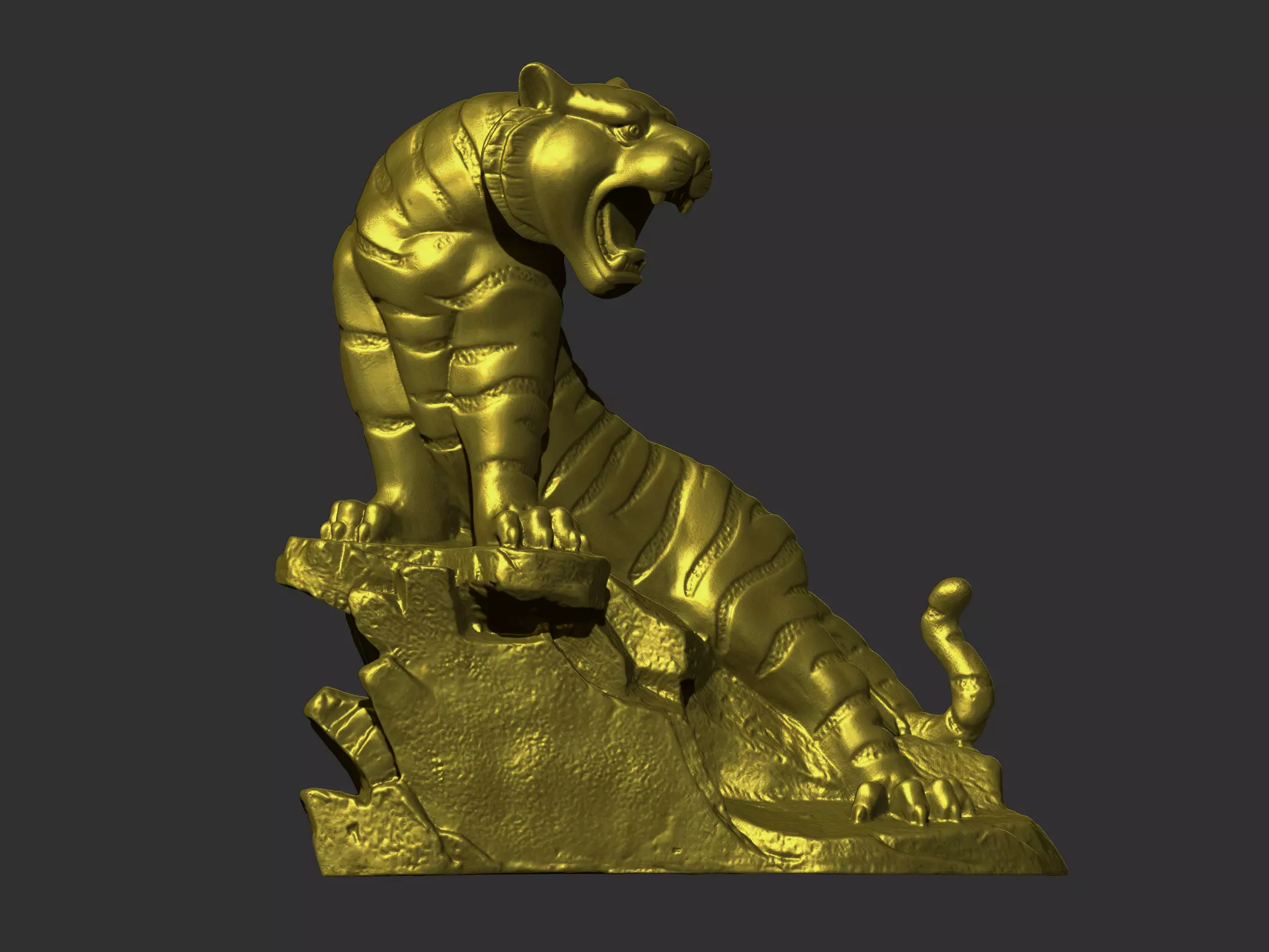 tiger golden statue of 3D print model_0