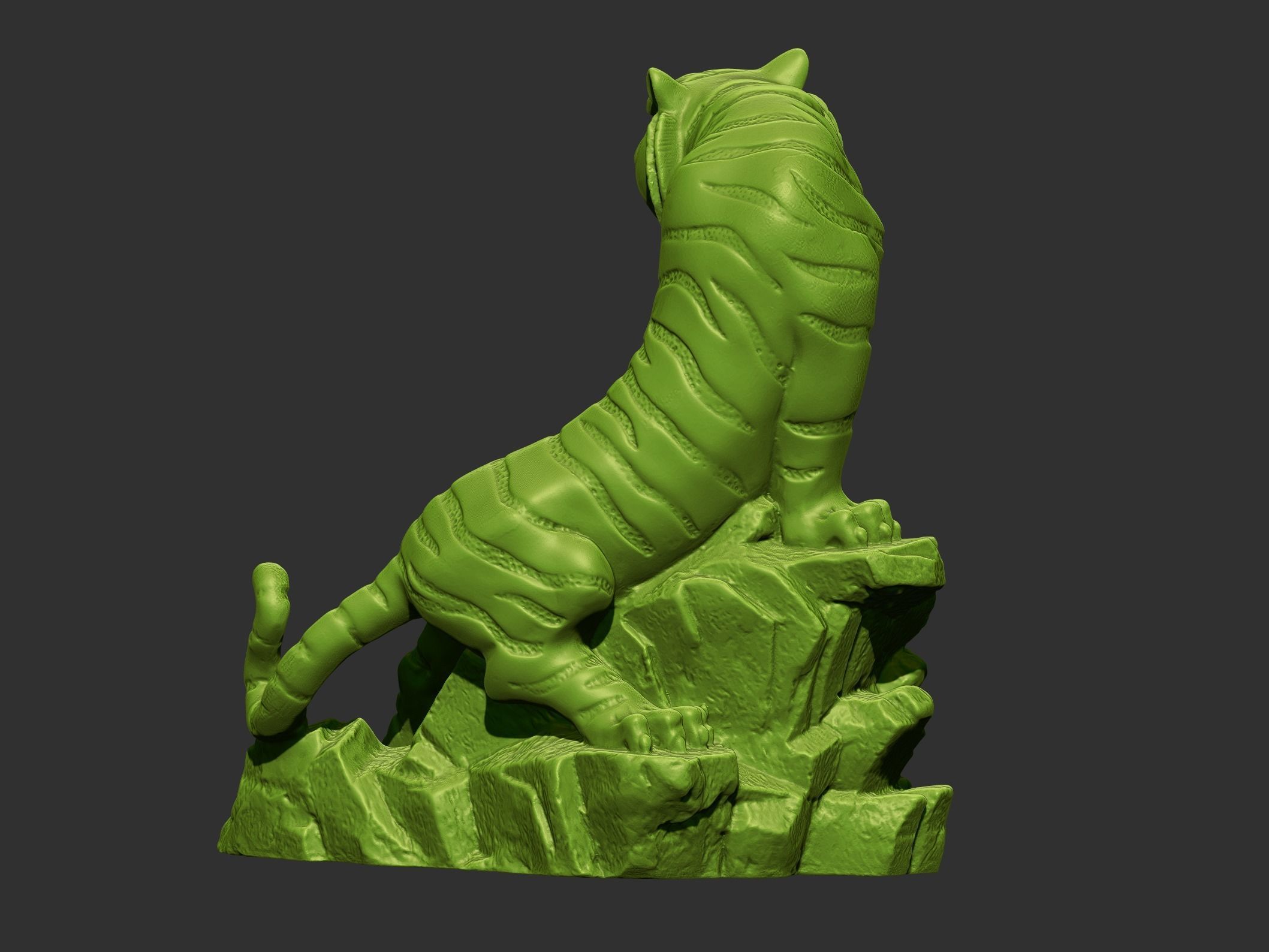 tiger golden statue of 3D print model_4