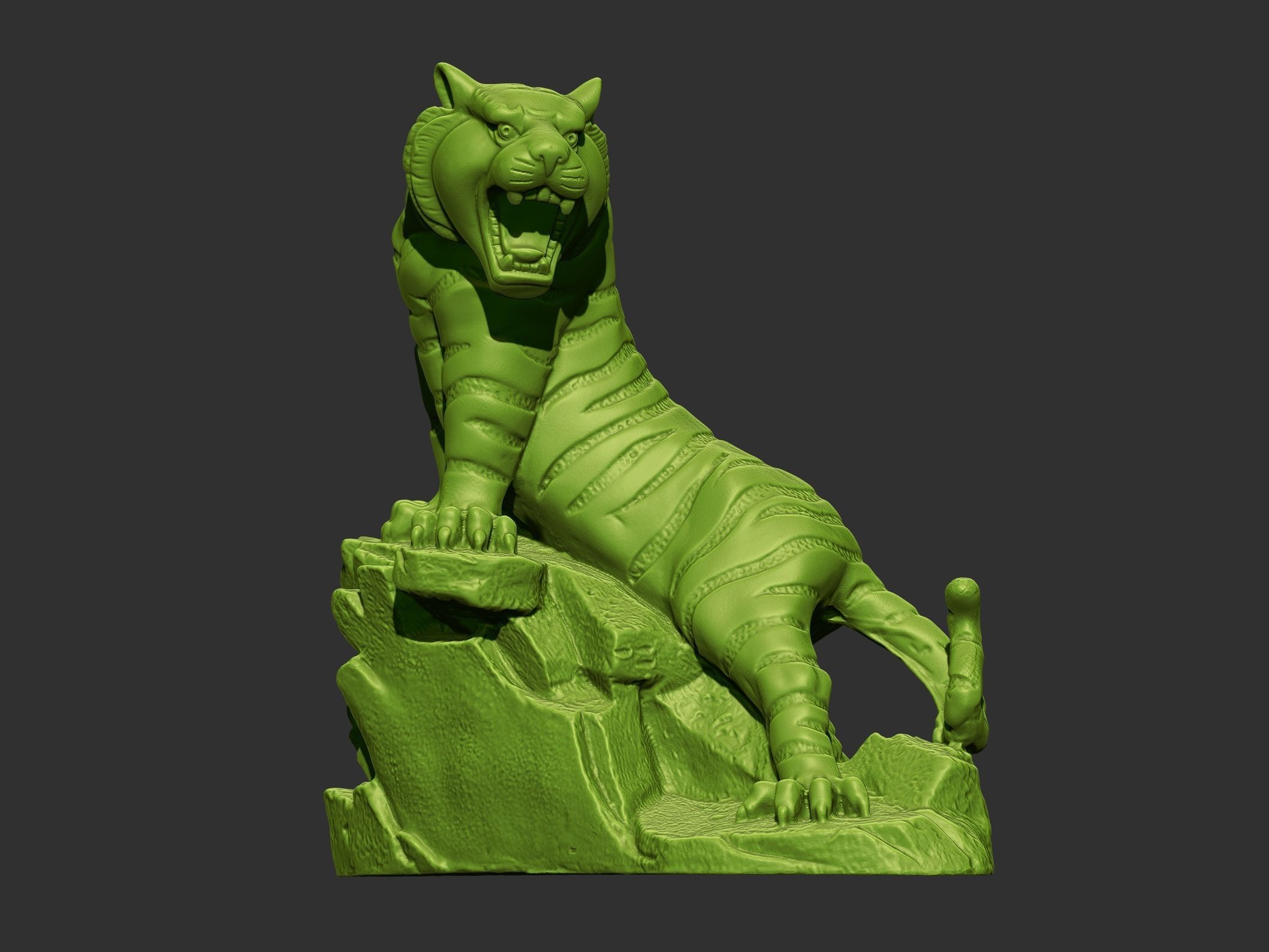 tiger golden statue of 3D print model_2