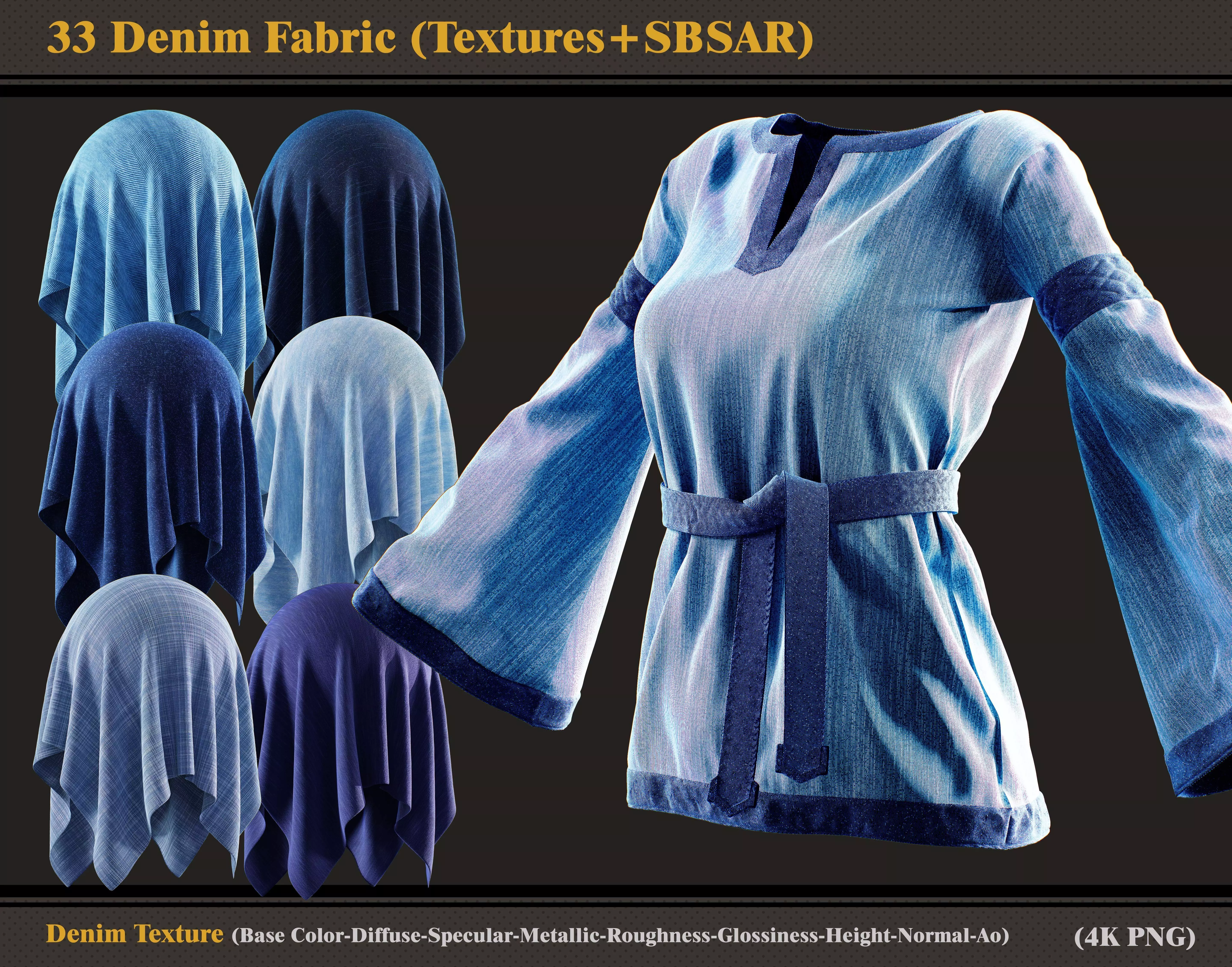 33 Denim fabric Textures and SBSAR Texture_0