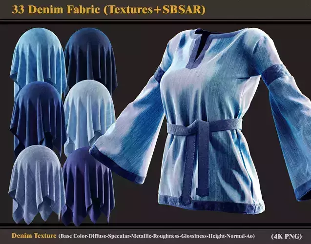 33 Denim fabric Textures and SBSAR