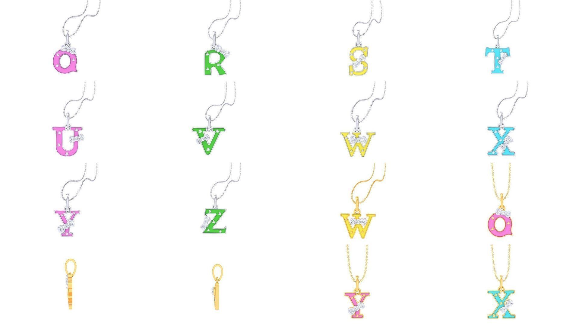 26 Kids A - Z Alphabet Pendant 3dm STL OBJ Detail Collection _1