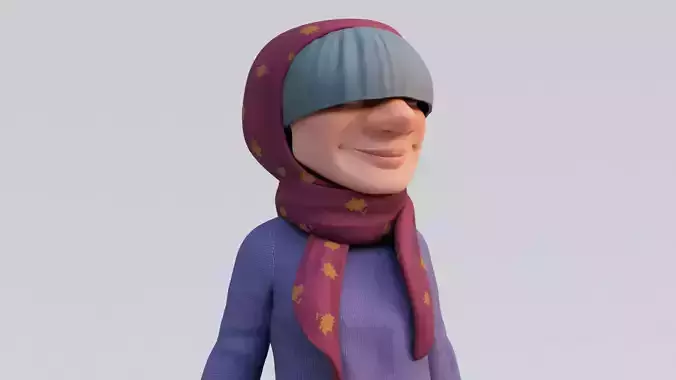 Grandma Cartoon Character Rigged