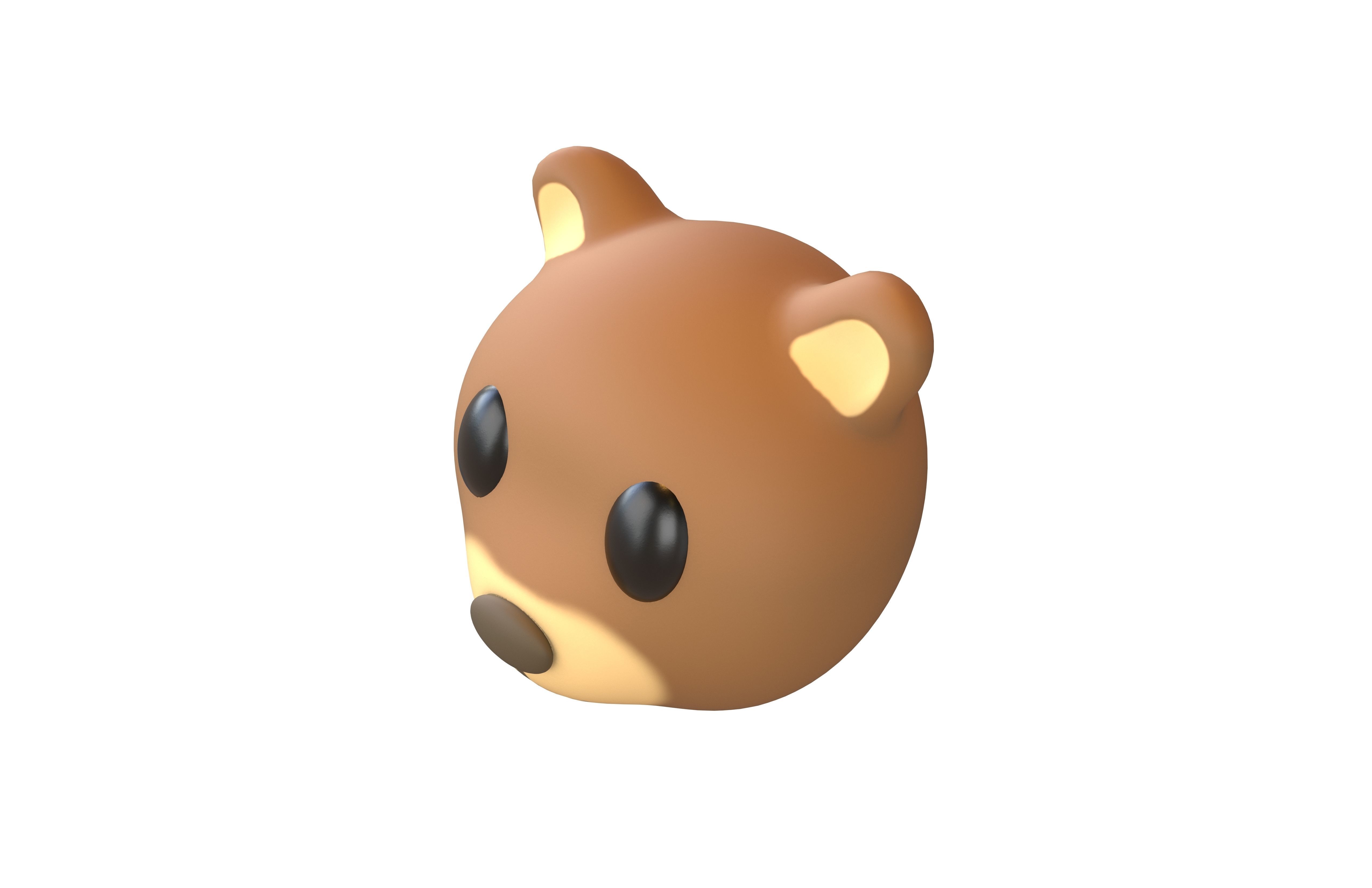 Cartoon Animals Bear Head v1 001 Low-poly 3D model_2
