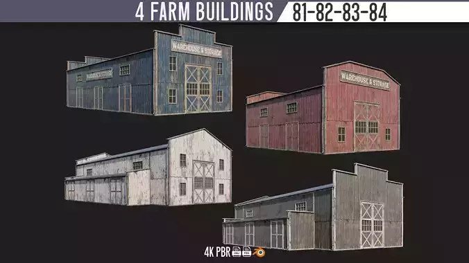 81-82-83-84 - Farm Buildings 4K PBR GameReady