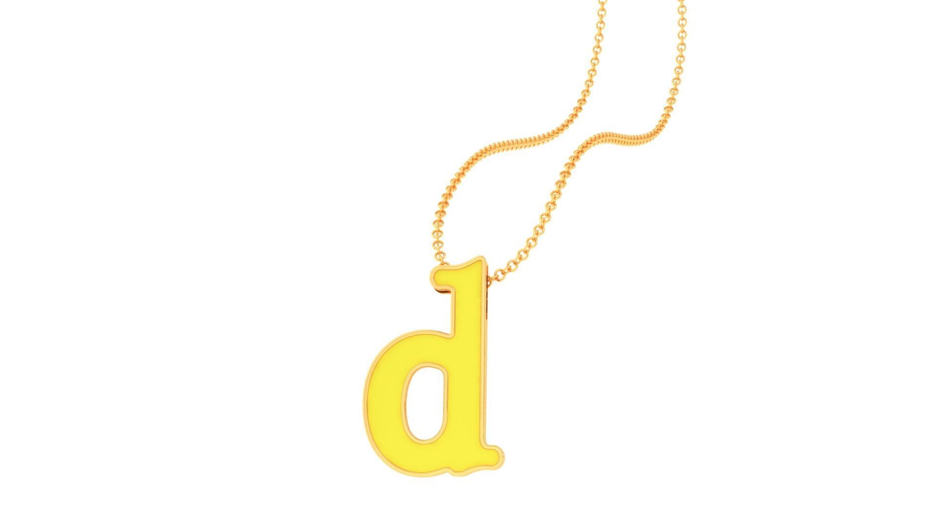 Kids Alphabet D Pendants 3dm STL OBJ FBX Renders Details 3D print model_1