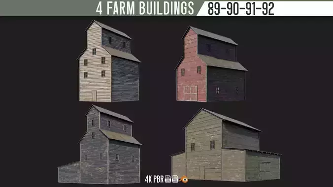 89-90-91-92 - Farm Buildings 4K PBR GameReady