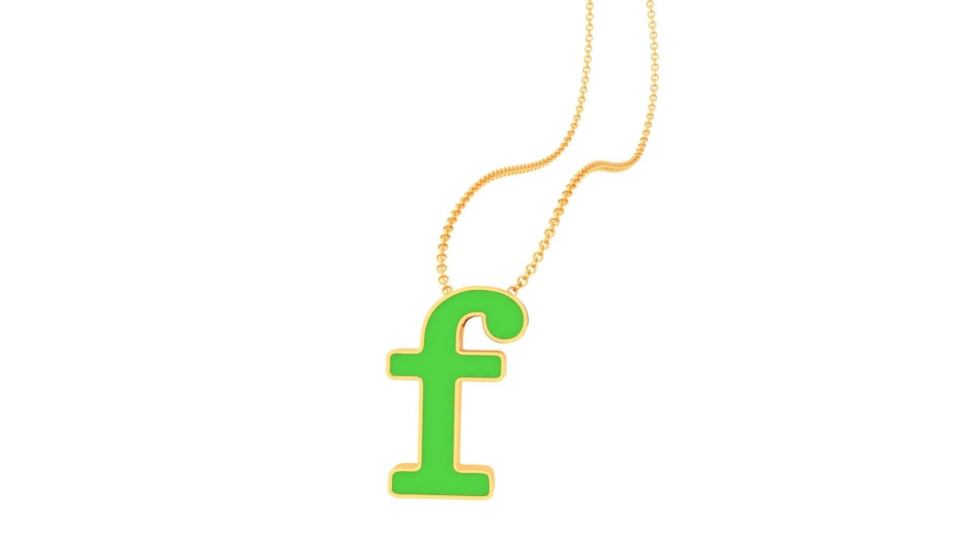 Kids Alphabet F Pendants 3dm STL OBJ FBX Renders Details 3D print model_1