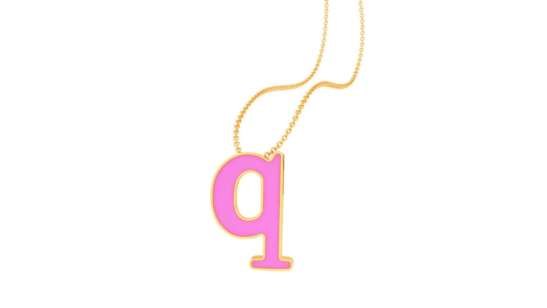 Kids Alphabet Q Pendants 3dm STL OBJ FBX Renders Details 3D print model_1