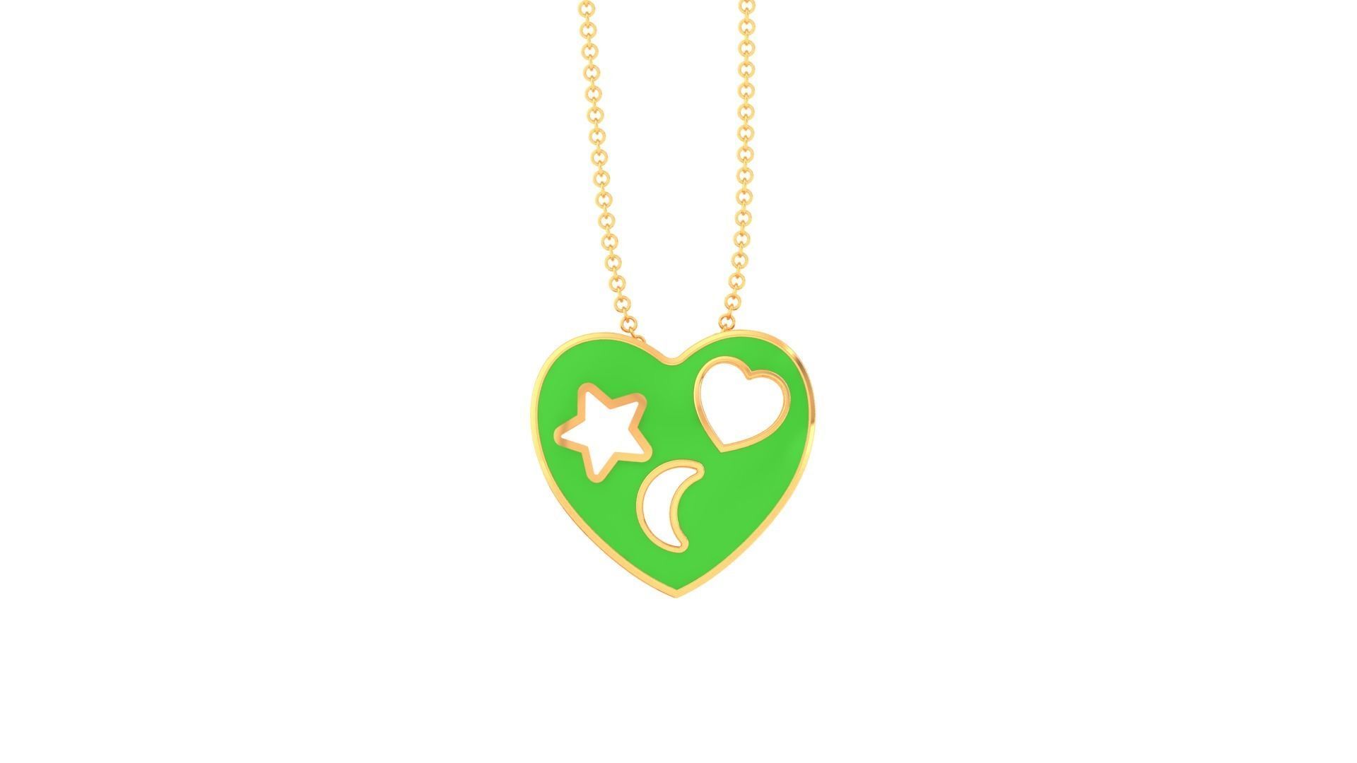Kids Heart Pendants 3dm STL OBJ FBX Renders Details 3D print model_2