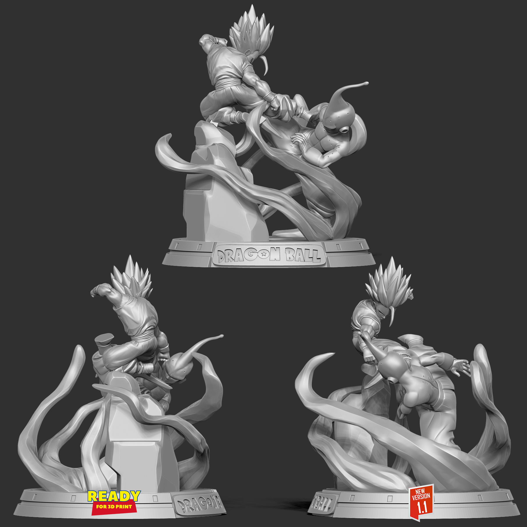 Gohan vs Buu - Fanart Remake 3D print model_4